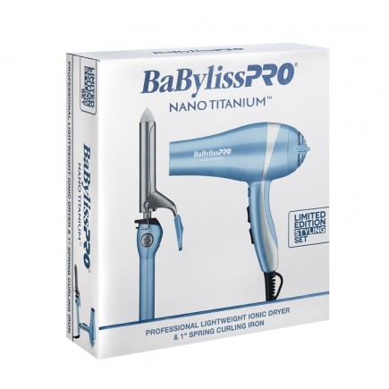 #BNTPP68 BABYLISSPRO NANO TITANIUM IONIC DRYER & 1" CURLING IRON COMBO