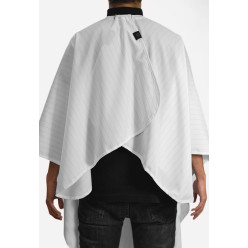 BARBER STRONG THE BARBER CAPE - WHITE w/ BLACK PINSTRIPES