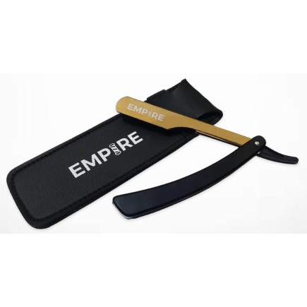 #EMP350 EMPIRE BLACK & GOLD STEEL RAZOR W/ POUCH 