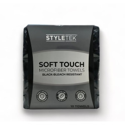 STYLETEK BLEACH RESISTANT MICROFIBER TOWELS 10PK (BLACK)