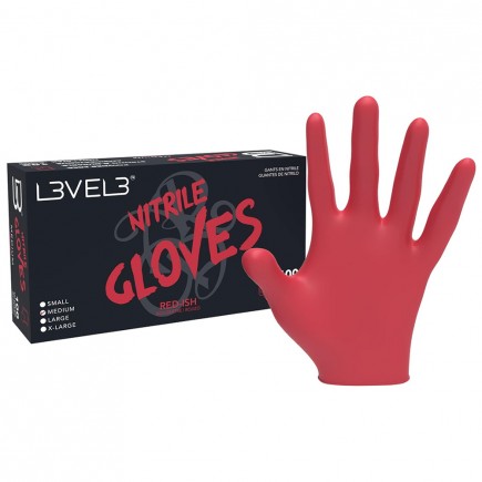 L3VEL3 RED-ISH NITRILE GLOVES 100CT