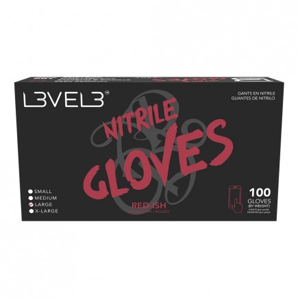 L3VEL3 RED-ISH NITRILE GLOVES 100CT