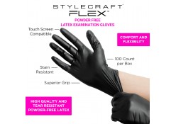 Stylecraft Flex Black Powder-Free Latex Gloves